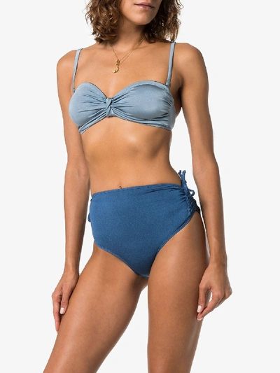 Shop Leslie Amon Thea Bandeau Bikini In Blue