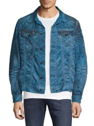 Shop Robin's Jean Spike Studded Denim Trucker Jacket In Paul Blue