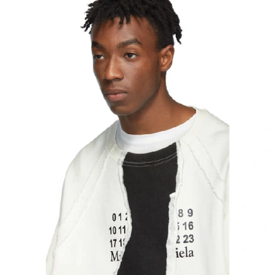 Shop Maison Margiela Off-white And Black Tear Sweatshirt In 101 Off Whi