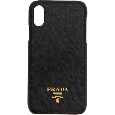 Shop Prada Black Saffiano Iphone Xr Case In F0002 Black
