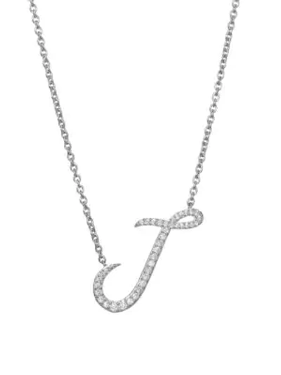 Shop Adriana Orsini Women's Sterling Silver & Cubic Zirconia Pave Initial Necklace In Letter J