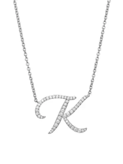 Shop Adriana Orsini Women's Sterling Silver & Cubic Zirconia Pave Initial Necklace In Letter K