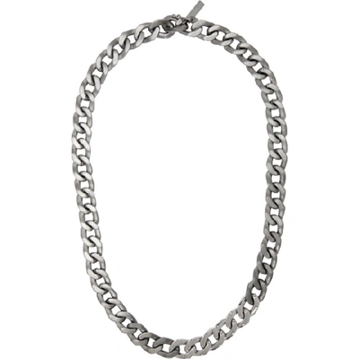 Shop Maison Margiela Silver Curb Chain Necklace In 961 Palblk