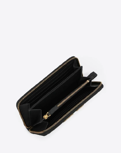 Shop Valentino Garavani Vlogo Calfskin Zippered Wallet In Black