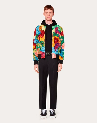 Shop Valentino Uomo Go Tiger Blouson With Multicolor Sequins Man Multicolored Viscose 62% 48