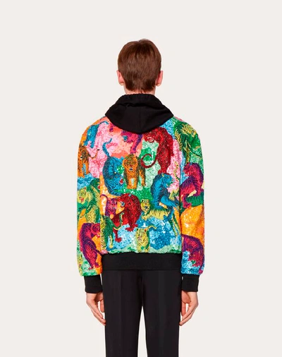 Shop Valentino Uomo Go Tiger Blouson With Multicolor Sequins Man Multicolored Viscose 62% 48