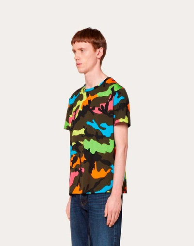 Shop Valentino Uomo Camouflage T-shirt In Multicolored