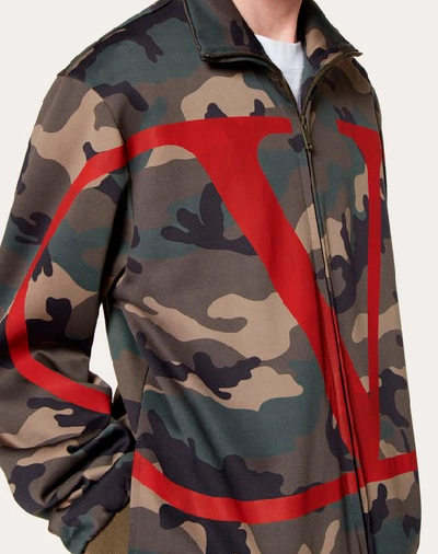 Shop Valentino Uomo Vlogo Camouflage Sweatshirt With Zipper Man Red 56% Poliammide, 44% Cotone Xxl