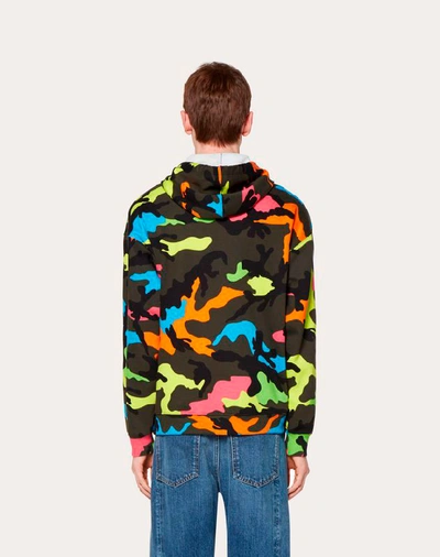 Shop Valentino Uomo Camouflage Hooded Sweatshirt With Zipper In Multicolored