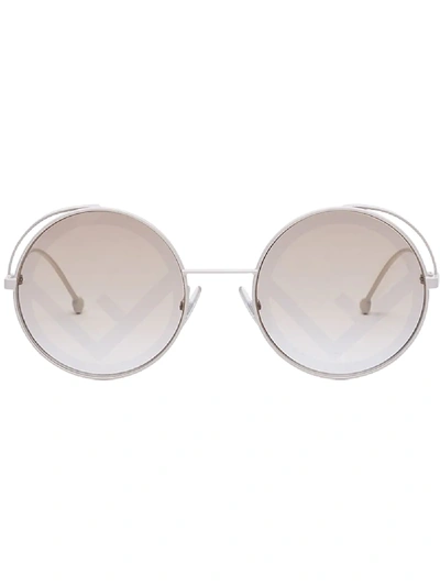 Shop Fendi Eyewear Rama Sunglasses - Neutrals