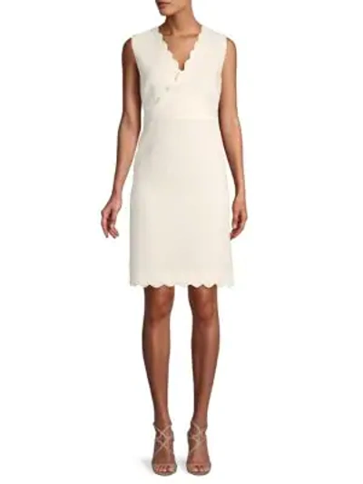 Shop Abs By Allen Schwartz Scalloped Sheath Dress In Ivory