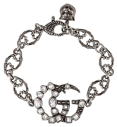 Shop Gucci Double Gg Charm Bracelet In Silver
