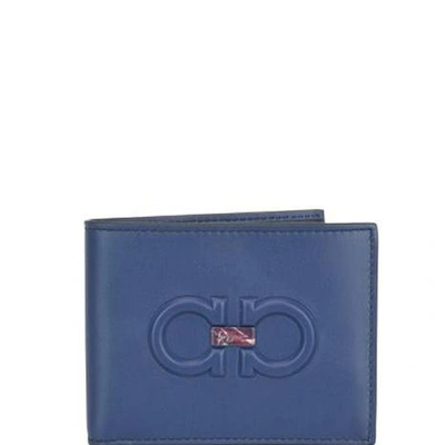 Shop Ferragamo Salvatore  Firenze Foldover Wallet In Blue