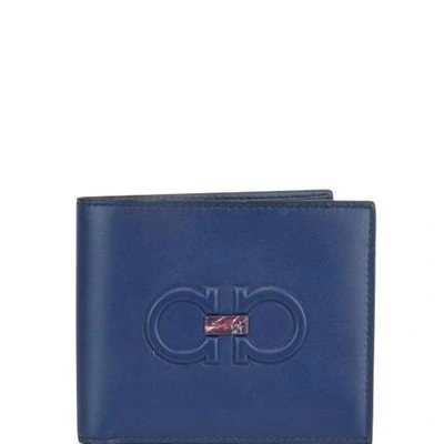 Shop Ferragamo Salvatore  Gancio Bifold Wallet In Blue