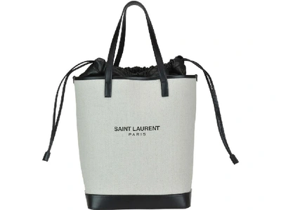 Shop Saint Laurent Canvas Tote Bag In White