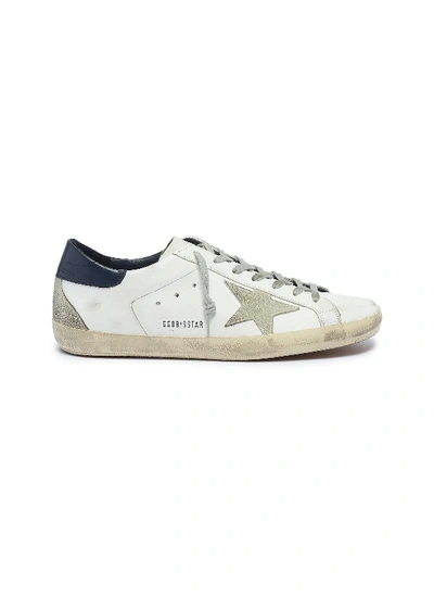 Shop Golden Goose 'superstar' Leather Sneakers In White / Blue / Cream