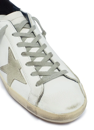 Shop Golden Goose 'superstar' Leather Sneakers In White / Blue / Cream