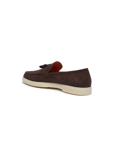 Shop Santoni Nubuck Leather Tassel Loafers