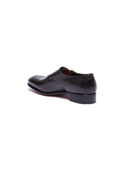 Shop Santoni 'carter' Double Monk Strap Leather Loafers In Charcoal Grey