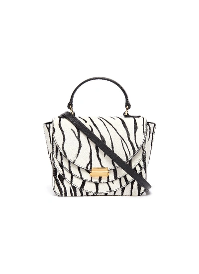 Shop Wandler 'luna' Mini Zebra Print Leather Shoulder Bag