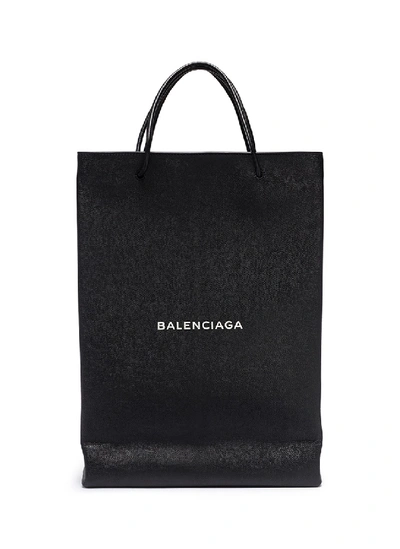 Shop Balenciaga 'north-south' Logo Print Medium Leather Shopping Bag