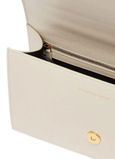 Shop Alexander Mcqueen 'the Jewelled Satchel' In Leather With Swarovski Crystal Knuckle In Off-white