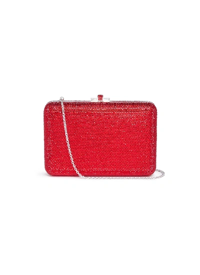 Shop Judith Leiber Slide Lock Crystal Pavé Minaudière In Red