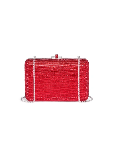 Shop Judith Leiber Slide Lock Crystal Pavé Minaudière In Red