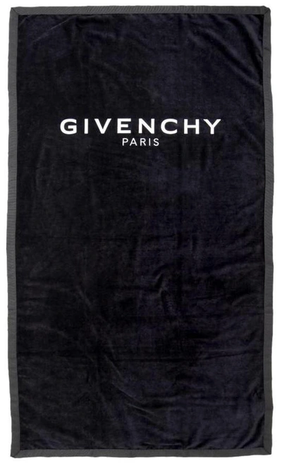 Shop Givenchy Logo Beach Towel In Black