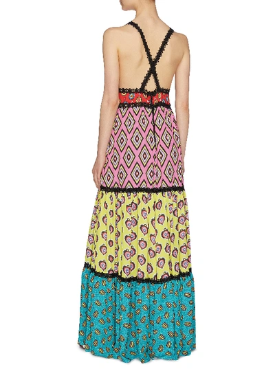 Shop Alice And Olivia X Carla Kranendonk Graphic Print Patchwork Camisole Maxi Dress In Multi-colour