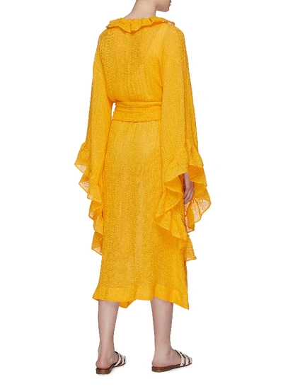 Shop Lisa Marie Fernandez 'anita' Belted Ruffle Bell Sleeve Robe In Yellow
