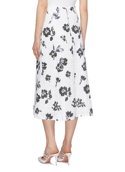 Shop Self-portrait Twist Waist Floral Sequin A-line Midi Skirt