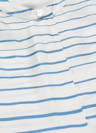 Shop Theory Band Collar Stripe Silk Twill Tunic Shirt