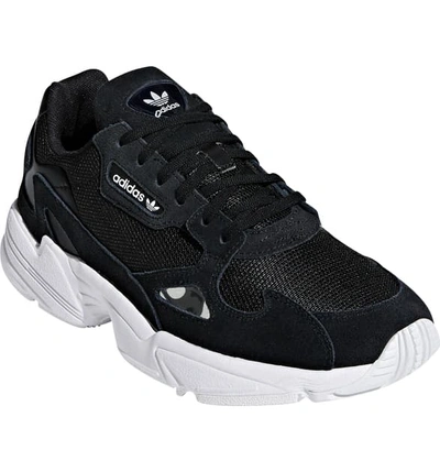 Shop Adidas Originals Falcon Sneaker In Core Black/ Core Black/ White