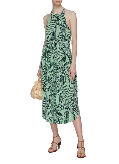 Shop Tibi Abstract Print Silk Halterneck Jumpsuit