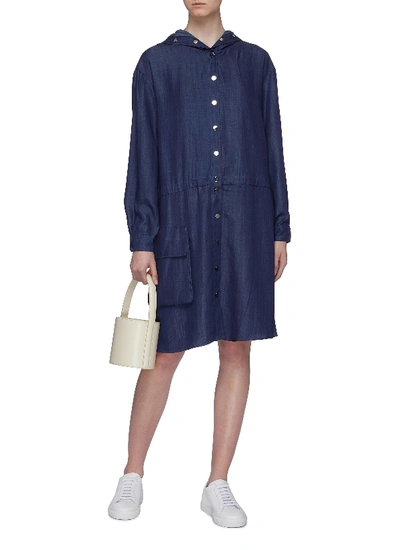 Shop Tibi Flap Pocket Snap Button Hooded Tencel Anorak Dress