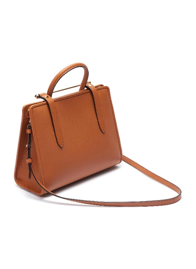 Shop Strathberry 'the  Midi' Leather Tote In Brown