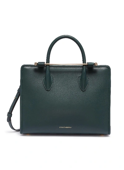 Shop Strathberry 'the  Midi' Leather Tote In Green