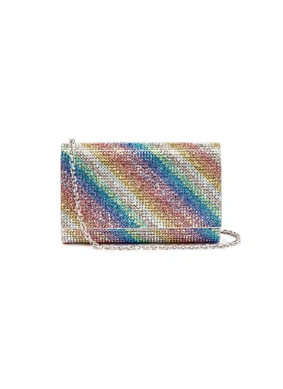 Judith Leiber Rainbow Stripe Crystal Zip Pouch