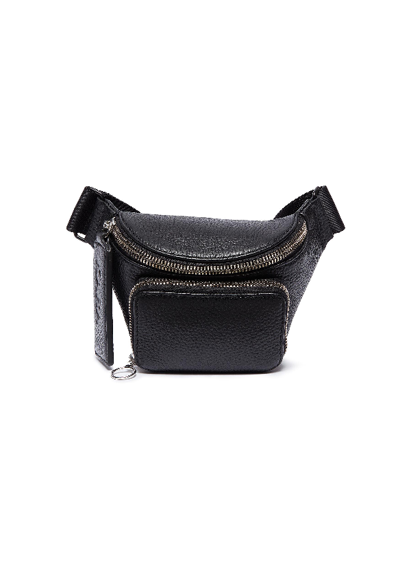 small black leather bum bag