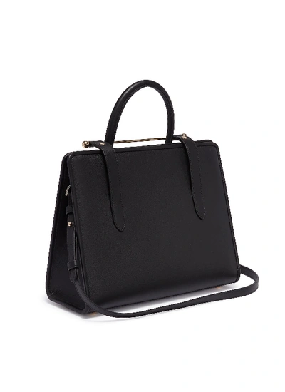 Shop Strathberry 'the  Midi' Leather Tote In Black