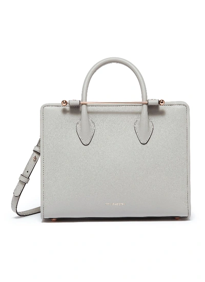 Shop Strathberry 'the  Midi' Leather Tote In Grey