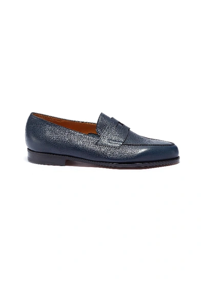 Shop John Lobb 'lopez' Grainy Leather Penny Loafers In Blue