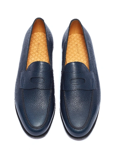 Shop John Lobb 'lopez' Grainy Leather Penny Loafers In Blue
