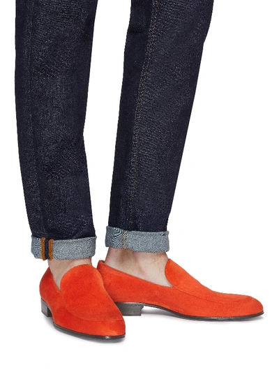Shop Gianvito Rossi 'marcello' Suede Loafers In Orange