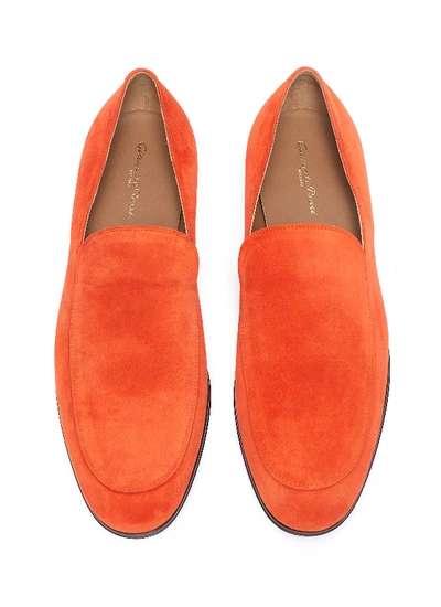 Shop Gianvito Rossi 'marcello' Suede Loafers In Orange