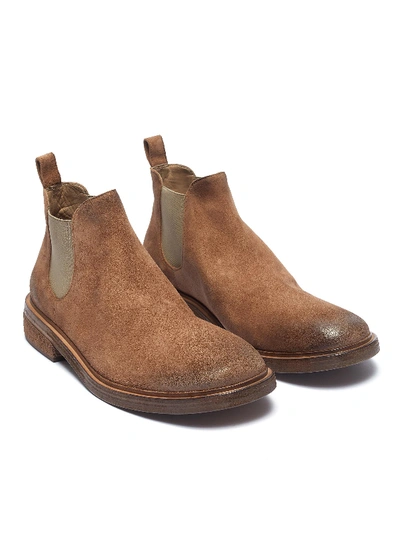 Shop Marsèll Concrete-effect Heel Distressed Suede Chelsea Boots In Rovere