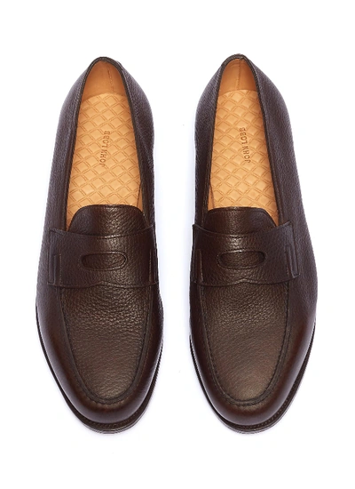 Shop John Lobb 'lopez' Grainy Leather Penny Loafers In Brown