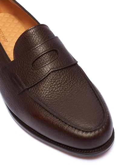 Shop John Lobb 'lopez' Grainy Leather Penny Loafers In Brown