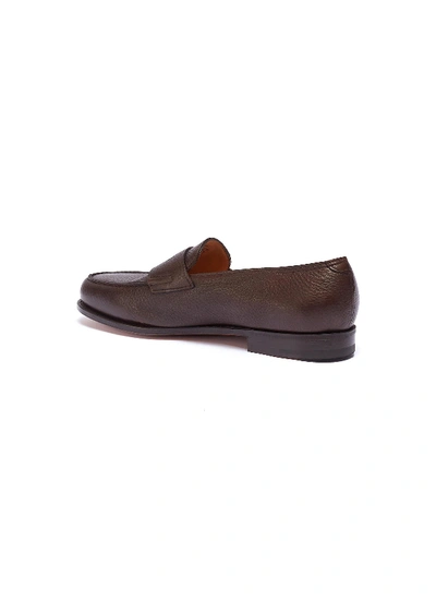 Shop John Lobb 'lopez' Grainy Leather Penny Loafers In Brown